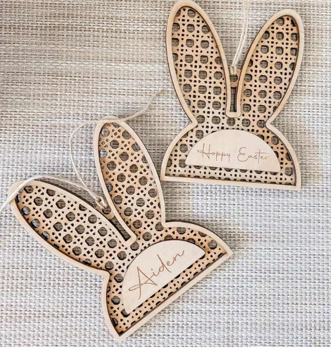 Paasdecoratie gepersonaliseerd in hout | Paascadeau | Hanger Pasen met naam | Pasen | Pasen hanger | Houten aanhangwagen | Paasnest | paasmandje/konijntje